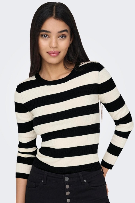 Jacqueline de Yong jdyplum l/s o-neck stripe pull. knt